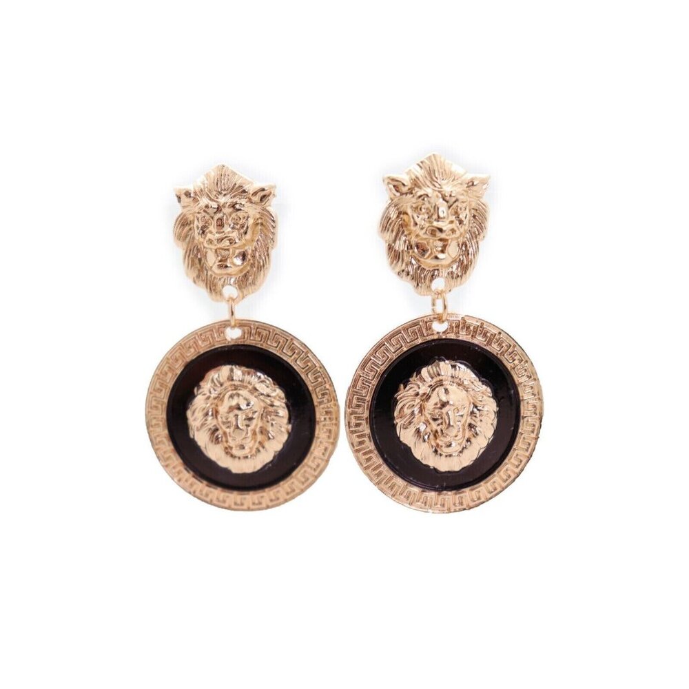 New Women Hook Stud Earrings Set Fashion Jewelry Gold Lion Round Bling Jewelry